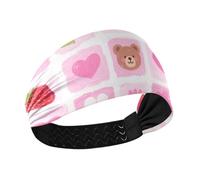 miaozhen Diadema gruesa antideslizante con diseño de flores de fresa rosa para mujer, para senderismo, correr, lavarse la cara, gimnasio, diademas para el cabello