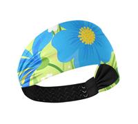 miaozhen Diademas antideslizantes para adultos con diseño de flores azules, bandas elásticas para el sudor, para entrenamientos, fútbol, lavado de cara, tenis, diadema para ni?as