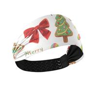 miaozhen Diademas gruesas antideslizantes de pan de jengibre marrón con dibujos animados de Feliz Navidad para mujer, diadema elástica para fútbol, uso diario, baloncesto, yoga, banda para el cabello