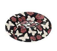 miaozhen Dreamy Mariposa Roja Crema Rosa Flor Negro Mascota Gato Camas Donut Cuddler Cama Cueva para Perro Tamaño Extra Pequeño Suministros para Gatos Camas 22 x 17 pulgadas