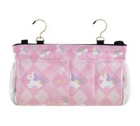 miaozhen Dreamy Peach Unicorns - Organizador de cama, organizador de cama colgante, bolsa de almacenamiento para mandos a distancia, teléfono, dormitorio universitario, campamento, barandillas de cama