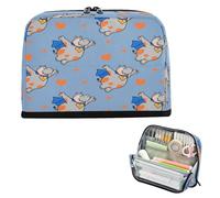 miaozhen Estuche de almacenamiento para lápices, bolsa de almacenamiento de gran capacidad, caja organizadora de apertura amplia para niños, suministros escolares, hipopótamo, divertido animal