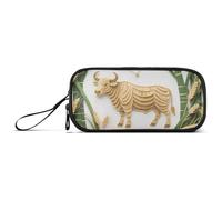 miaozhen Estuche de nailon con asa estética Tauro Art Wheal de gran capacidad, estuche escolar de papelería para niñas universitarias