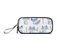 miaozhen Estuche de nailon con cremallera, estilo Jon Klassen, diseño de zorro, azul cielo, lavanda, blanco, estuche de alta capacidad, para hombres universitarios