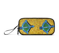 miaozhen Estuche de nailon para adolescentes, estilo Sagitario, azul y amarillo, estuche de gran capacidad con compartimentos, bolsa de papelería para adolescentes de escuela secundaria