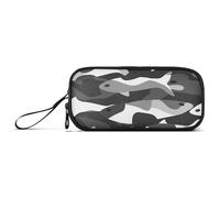 miaozhen Estuche de nailon para lápices, color blanco y negro, militar, salmón, de alta capacidad, con cremallera, papelería escolar para la universidad, estuche preparado