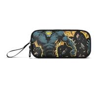miaozhen Estuche de nailon para lápices, estilo anime, monstruo malvado, negro y amarillo, estuche de almacenamiento de lápices de alta capacidad, papelería escolar para adolescentes y niños