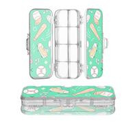 miaozhen Estuche de plástico transparente de doble capa para zapatos de béisbol, diseño de corazón verde, estuche duro transparente para la escuela con tapa a presión