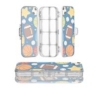 miaozhen Estuche de plástico transparente de doble cubierta para fútbol, baloncesto, rugby, rueda de rugby, estuche grande para suministros de papelería con tapa