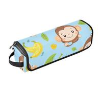 miaozhen Estuche de viaje 2 en 1 con alfombrilla extraíble resistente al calor, bolsa de almacenamiento para rizadores, rizadores, secador de pelo, lindos plátanos mono, azul glorioso para mujeres,