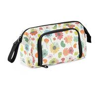 miaozhen Estuche escolar de gran capacidad para cosméticos, multifuncional, extra grande, para suministros escolares preparados, flores simples, cartuchos coloridos para los lapices