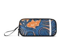 miaozhen Estuche grande de nailon con cremallera para lápices Piscis naranja, gran capacidad, con cremallera, organizador de papelería para adolescentes de primaria
