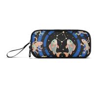 miaozhen Estuche grande de nailon para niños, diseño de peces Piscis, azul y negro, gran capacidad, estuche de malla para lápices, artículos de papelería para adolescentes de primaria