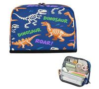 miaozhen Estuche organizador de gran capacidad con ranuras para lápices para hombre, imprescindible en la escuela, diseño de calavera T-rex rugiente, anquilosaurio, naranja oscuro, bolsas para