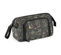 miaozhen Estuche organizador de gran capacidad, estuche ligero para adolescentes, escuela secundaria, negro y dorado, tarot gótico, estuche para lapices