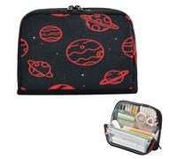 miaozhen Estuche organizador de lápices de gran capacidad con cremallera, bolsa de papelería para niñas, suministros de escuela secundaria, planeta espacial, rojo, negro, lapicera para niños