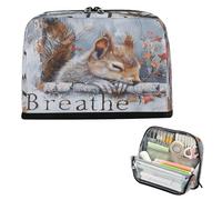 miaozhen Estuche para lápices de gran capacidad, bolsa de almacenamiento multiusos para niños, suministros de escuela secundaria, pintura al óleo, respira, animal, ardilla, nube, blanco, bolso para