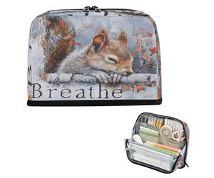 miaozhen Estuche para lápices de gran capacidad, bolsa de almacenamiento multiusos para niños, suministros de escuela secundaria, pintura al óleo, respira, animal, ardilla, nube, blanco, bolso para
