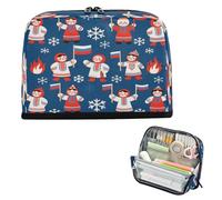 miaozhen Estuche para lápices de gran capacidad, bolsa de maquillaje de gran apertura, bolsa de papelería para hombres, cosméticos, día de la independencia, azul, blanco, rojo, muñeca cartuchera para