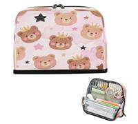 miaozhen Estuche para lápices de gran capacidad, bolsa de papelería de gran capacidad para adolescentes, niños, suministros escolares, caricaturas, bonito oso de peluche marrón, cartuchera para