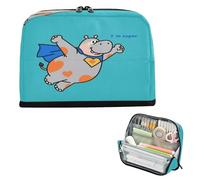 miaozhen Estuche para lápices de gran capacidad, bonito organizador para niños, escuela secundaria, hipopótamo, divertido animal volador, bolsa para herramientas