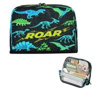 miaozhen Estuche para lápices de gran capacidad, ligero, almacenamiento de papelería para adultos, oficina, T-rex, pterosaurio, anquilosaurio, negro, verde fluorescente, cartucheras para adolescentes