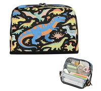 miaozhen Estuche para lápices de gran capacidad, organizador de gran capacidad, para niños, escuela, dinosaurio, paraíso, colorido, negro, útiles escolares para ninas