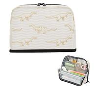 miaozhen Estuche para lápices de gran capacidad para bolígrafos, bolsa de papelería para adolescentes, cosméticos, animales, dinosaurios, beige, fluorescencia, amarillo, bolsas para lapices