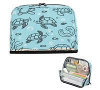 miaozhen Estuche para lápices de gran capacidad para maquillaje, multiranura, para adolescentes, niñas, escuela preparada, azul océano, tortuga, bolsas para herramientas