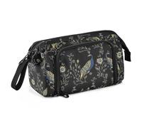 miaozhen Estuche para lápices de gran capacidad para niños, con ranura, con cremallera, para enfermera, escuela secundaria, elegante, motivos florales, cartuchera escolar negra para lapices, Elegantes