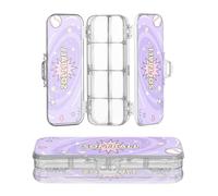 miaozhen Estuche transparente para lápices de doble cubierta de sóftbol Just Play con patrón morado, estuche duro transparente para artículos de papelería con tapa