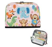 miaozhen Estuche vertical de gran capacidad con cremallera para bolígrafos y bolígrafos para hombres, escuela, animales felices, zorros, elefantes, monje 1 (339) y cartuchera rosa para lapices