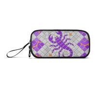 miaozhen Estuches de nailon para estudiantes universitarios, estilo Escorpio, morado y gris, estuche de gran capacidad con compartimentos, organizador de papelería para oficina y hombres