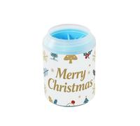 miaozhen Fashion Merry Christmas - Kit de limpieza de patas reutilizable con diseño de copo de nieve dorado y azul, cerdas de silicona suave, limpia suavemente las patas después de los paseos cepillos