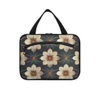 miaozhen Genesis Style - Neceser colgante con gancho, diseño floral azul oscuro, champán, impermeable, para mujer, bolsos para hombre, talla L, Estilo Genesis floral azul oscuro champán, Moderno