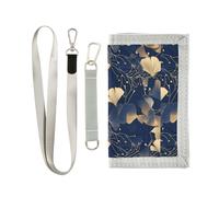 miaozhen Ginkgo Leaf Gold Beige - Cartera con clip para hombre, para viajes, simple y resistente, con cordón, billetera para hombre