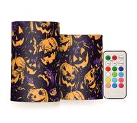 miaozhen Happy Bluray - Velas votivas con batería de Halloween con control remoto, luces electrónicas, control remoto parpadeante para ventana, juego de 2 piezas