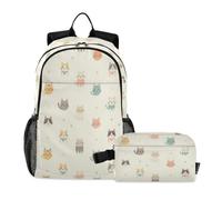 miaozhen Juego de mochila y lonchera para adolescentes, niñas, gatos, graffiti, lindos gatos estilo kawaii, animales pastel, 18 litros/bolsa escolar y lonchera para niños, 7-10, mochila para ni? os