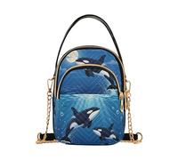 miaozhen Killer Orca Whales Blue Ocean Moonlight - Bolsos cruzados acolchados con múltiples bolsillos para mujer