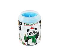 miaozhen Kit de limpieza de patas de perro con cepillo de silicona suave para perros pequeños y medianos, diseño de panda blanco con texto en inglés "Merry Christmas"