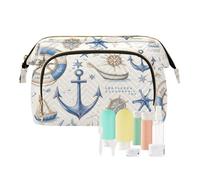 miaozhen Life Buoy Ocean Rudder - Neceser colgante de viaje impermeable para mujer, organizador de joyas, organizador de maquillaje, Boya salvavidas Ocean Timón dorado azul, Moderno