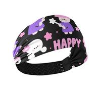 miaozhen Lindas diademas de brujas de Halloween, color rosa y morado, antideslizantes, para mujer, bandas elásticas para el pelo para baloncesto, baloncesto, atletismo, deportes, entrenamiento, banda