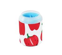 miaozhen Lindo patrón de pimienta roja portátil limpiador de pies de mascotas cepillo de silicona suave máquina de limpieza de pies para gatos perros cepillos para perros