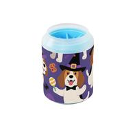 miaozhen Lindo perro Beagle marrón calabaza Halloween reutilizable limpiador de perros y masajeador cepillo de silicona suave kit de limpieza de pies para perros pequeños y medianos accesorios para