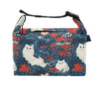 miaozhen Loncheras para niños con asas, diseño de gatos bohemios a un río y adolescentes para parque de atracciones, Chic Bohemian Cats a River, 1 size