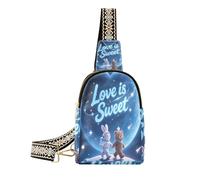 miaozhen Love Is Sweet Animal Bunny Bear Blue - Bolsa bandolera impermeable ligera para mujer, para viajes, Love is Sweet Animal Bunny Bear Blue, Love is Sweet Animal - Oso de conejo azul