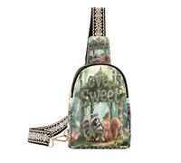 miaozhen Love Is Sweet Animal Raccoon Squirrel - Riñonera de piel antirrobo para senderismo, Love is Sweet Animal Raccoon Squirrel, Love is Sweet Animal - Ardilla mapache