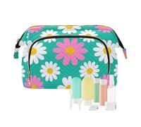 miaozhen Lovely Daisy - Neceser colgante con diseño de margaritas, color blanco melocotón, portátil, para maquillaje, accesorios de viaje, Hermosa margarita floral melocotón blanco, Moderno