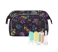 miaozhen Máscara de carnaval de medusas dorada y morada para colgar cosméticos, bolsa portátil para dinero en efectivo para mujer, kit de viaje