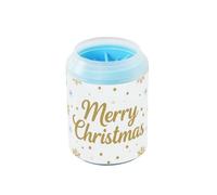 miaozhen Merry Christmas Copo de nieve de Papá Noel azul y dorado (2) tazas limpiadoras de pies de perro portátil con cepillo de silicona cepillo de baño para pies suaves, adecuado para perros